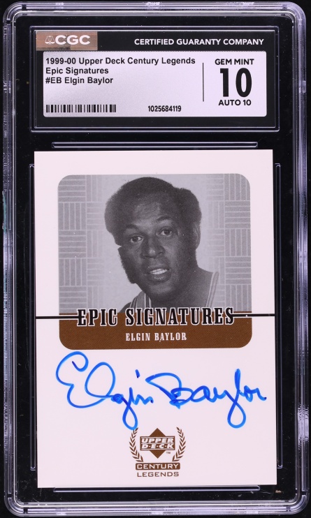 1999 Upper Deck Century Legends Epic Signatures Elgin Baylor AUTO #EB CGC 10 GEM MINT