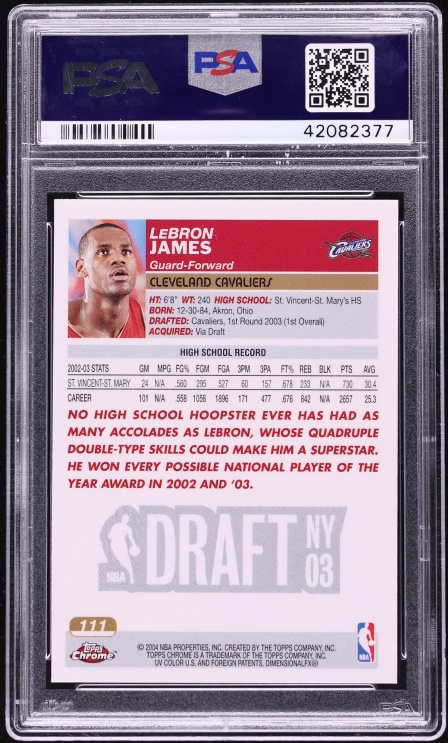 2003 Topps Chrome LeBron James ROOKIE #111 PSA 10 GEM MINT