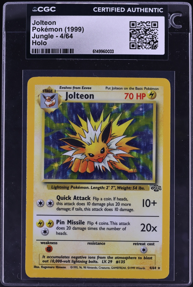 1999 Pokemon Jungle Holo Jolteon #4 CGC AUTH