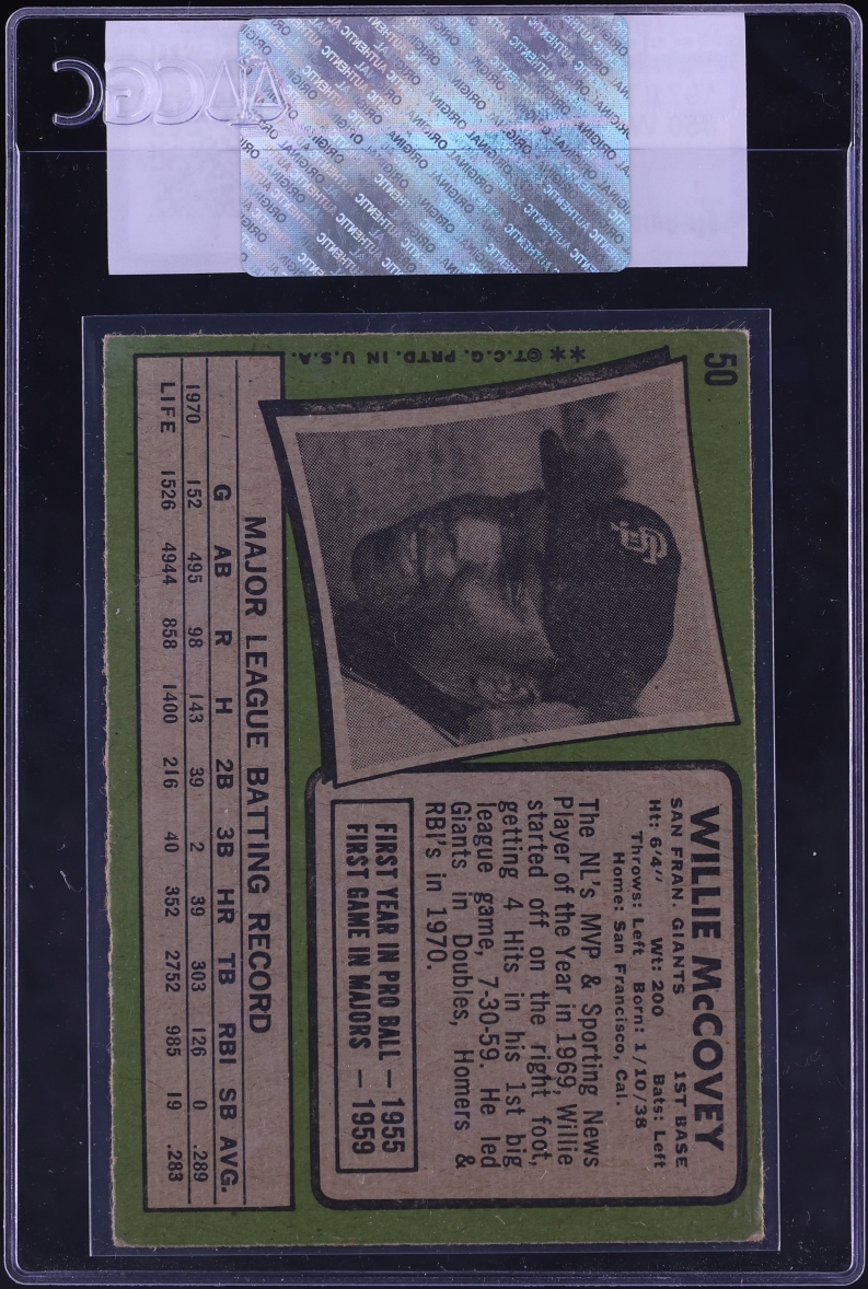 1971 Topps Willie McCovey #50 CGC AUTH