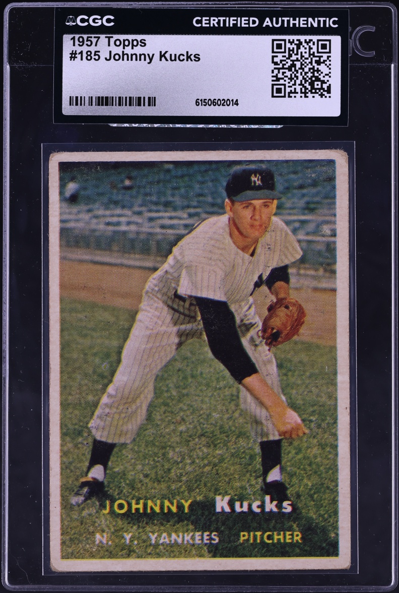 1957 Topps Johnny Kucks #185 CGC AUTH