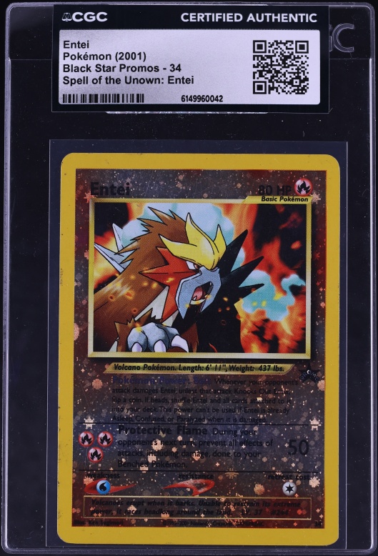 1999 Pokemon Black Star Promo Reverse Holo Entei #34 BGS 9.5 GEM MINT on Fanatics Collect 1999 Pokemon Black Star Promo Reverse Holo Entei #34 BGS 9.5 GEM MINT on Fanatics Collect
