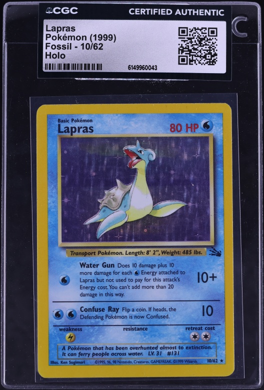 1999 Pokemon Fossil 1st Edition Holo Lapras #10 PSA 10 GEM MINT on Fanatics  Collect