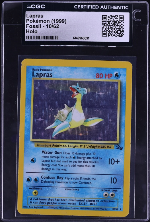 1999 Pokemon Fossil 1st Edition Holo Lapras #10 PSA 10 GEM MINT on Fanatics Collect 1999 Pokemon Fossil 1st Edition Holo Lapras #10 PSA 10 GEM MINT on Fanatics Collect
