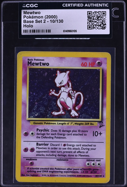 2000 Pokemon Black Star Promo JR Stamp Rally Mewtwo #12 CGC 10 GEM