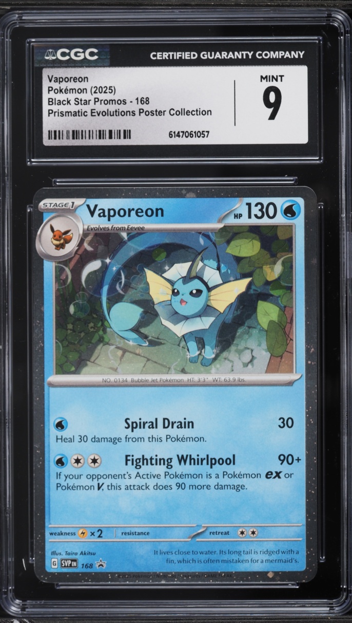 2025 Pokemon Scarlet & Violet Promo Prismatic Evolutions Vaporeon #168 CGC 9 MINT