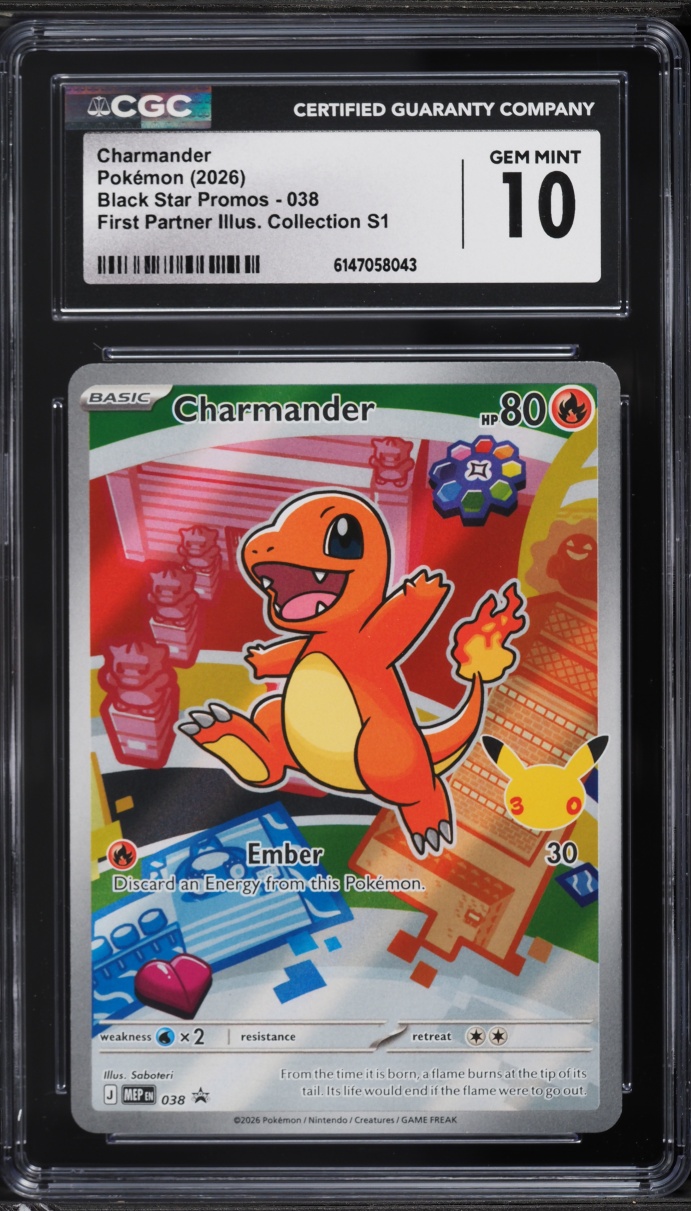 2026 Pokemon Mega Promo First Partner Illustration Full Art Charmander #038 CGC 10 GEM MINT