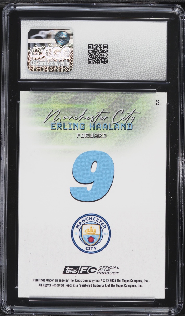 2025 Topps Manchester City Icy Orange Foil Erling Haaland /25 #26 CGC 6 EXMT