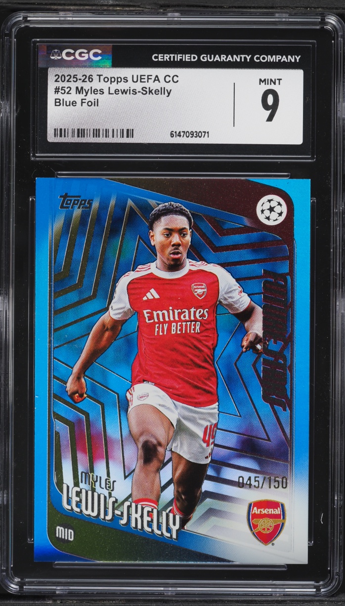2025 Topps UEFA CC Blue Foil Myles Lewis-Skelly /150 #52 CGC 9 MINT