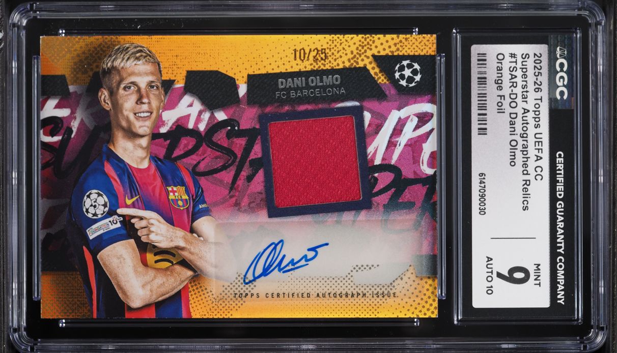 2025 Topps UEFA Superstar Relics Orange Foil Dani Olmo PATCH AUTO /25 #TSAR-DO CGC 9 MINT