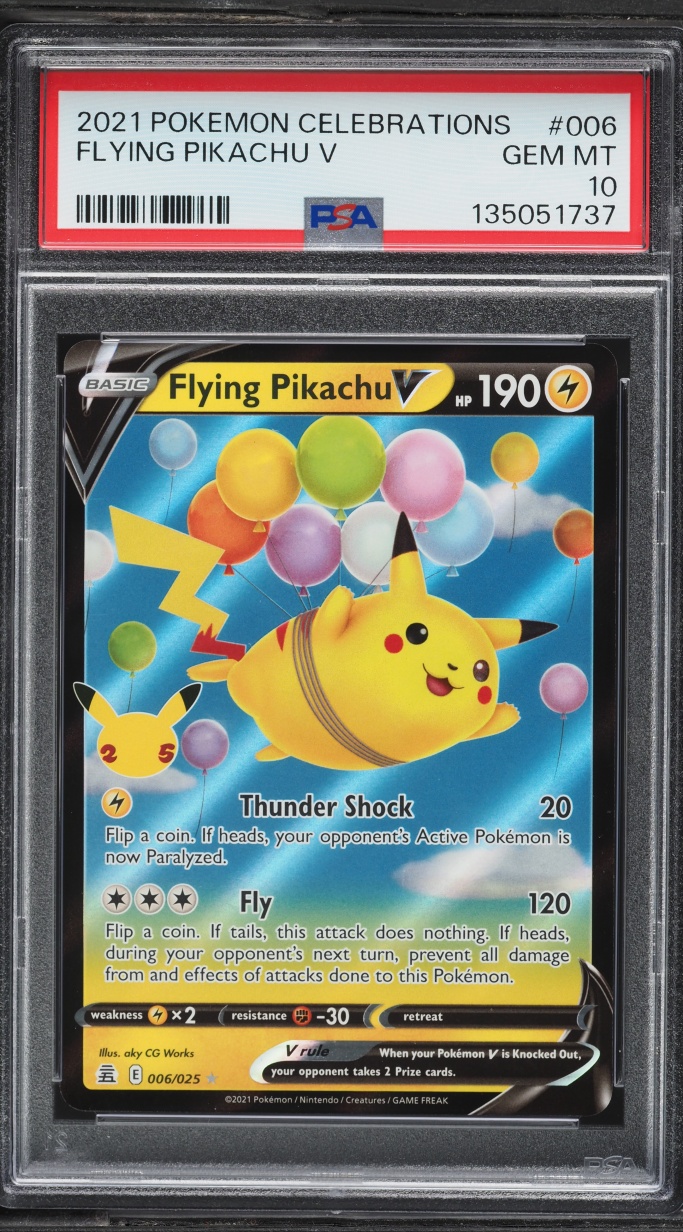 2021 Pokemon Sword & Shield Celebrations Holo Flying Pikachu V #6 PSA 10 GEM MINT