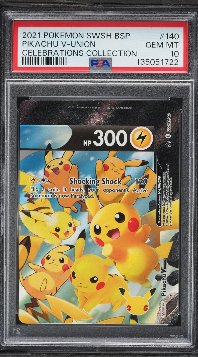 2021 Pokemon Sword & Shield Promo Celebrations Holo Pikachu V-UNION #SWSH140 PSA 10 GEM MINT