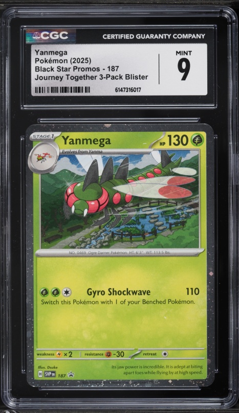 2025 Pokemon SV Black Star Promo Journey Together Yanmega #187 CGC 9 MINT