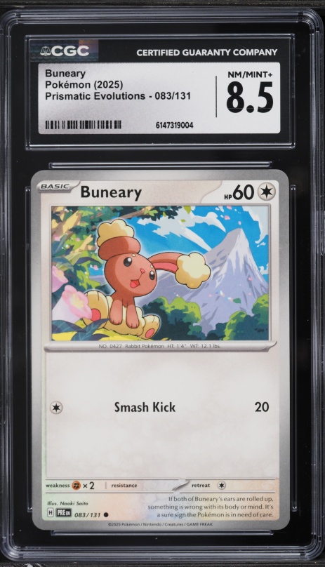 2025 Pokemon Scarlet & Violet Prismatic Evolutions Holo Buneary #083 CGC 8.5 NM-MT+