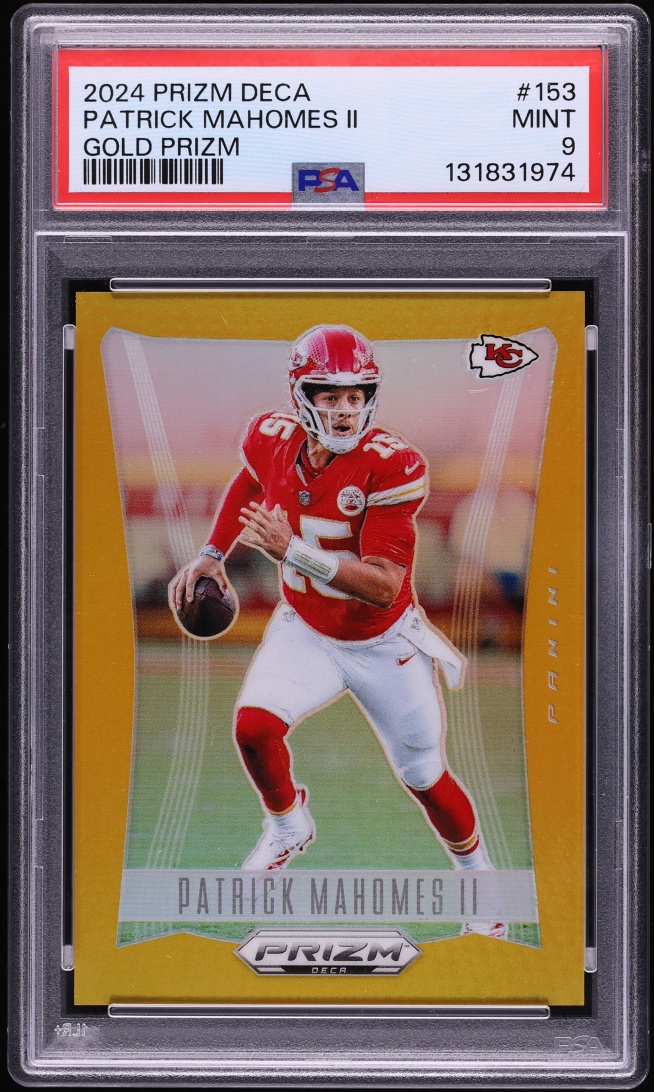 2024 Panini Prizm Deca Gold Patrick Mahomes II /10 #153 PSA 9 MINT