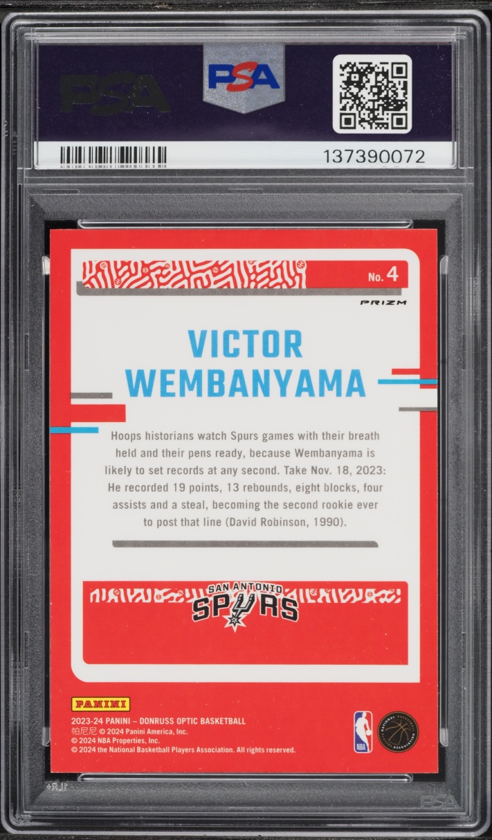 2023 Donruss Optic Red International Victor Wembanyama ROOKIE #4 PSA 10 GEM MINT
