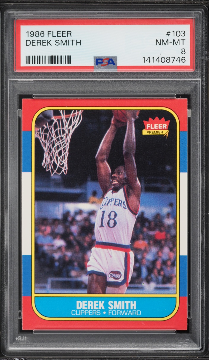 1986 Fleer Basketball Derek Smith #103 PSA 8 NM-MT