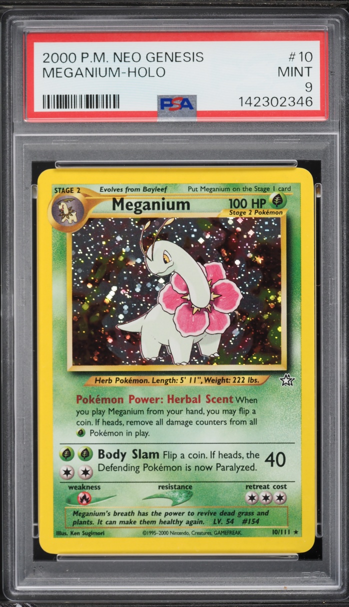 2000 Pokemon Neo Genesis Holo Meganium #10 PSA 9 MINT