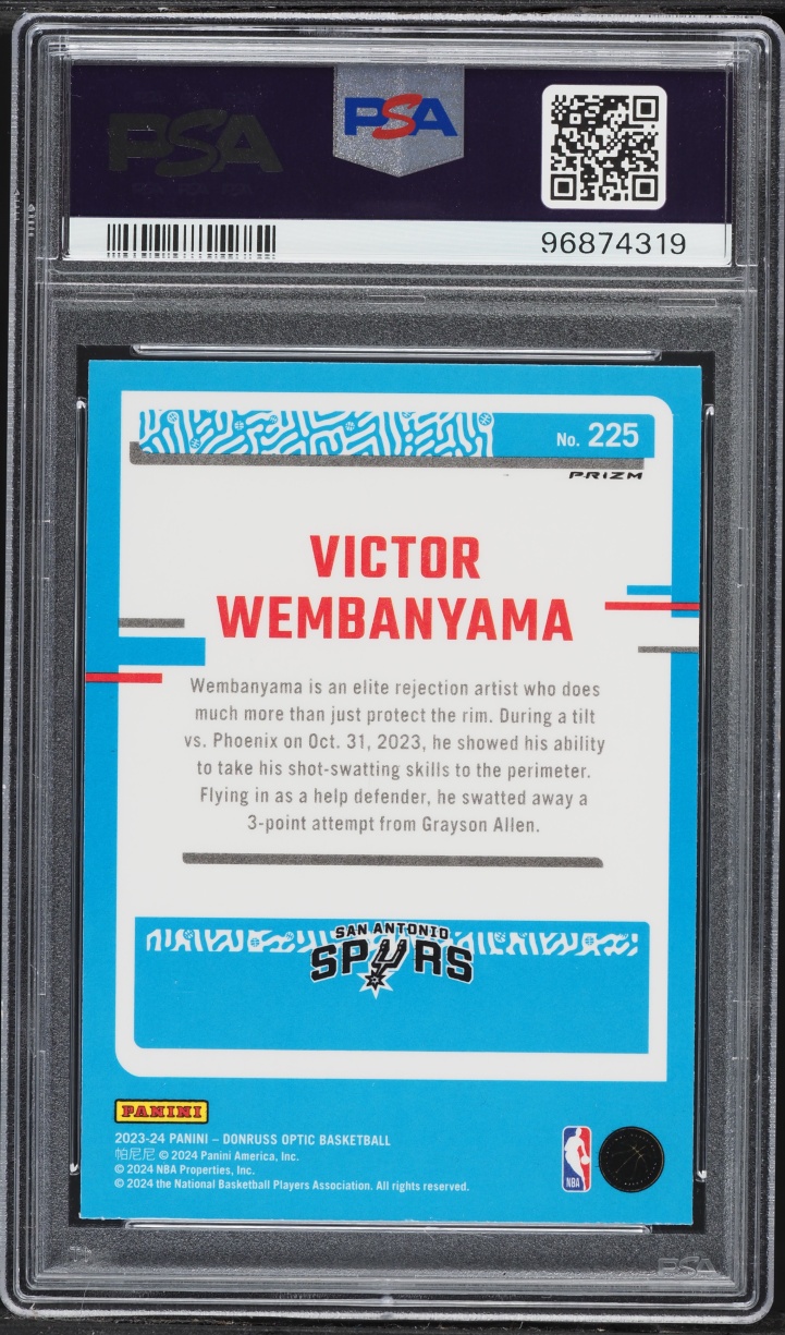 2023 Donruss Optic Holo Victor Wembanyama ROOKIE #225 PSA 10 GEM MINT