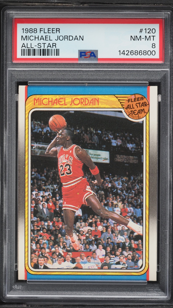 1988 Fleer Basketball All Star Michael Jordan #120 PSA 8 NM-MT