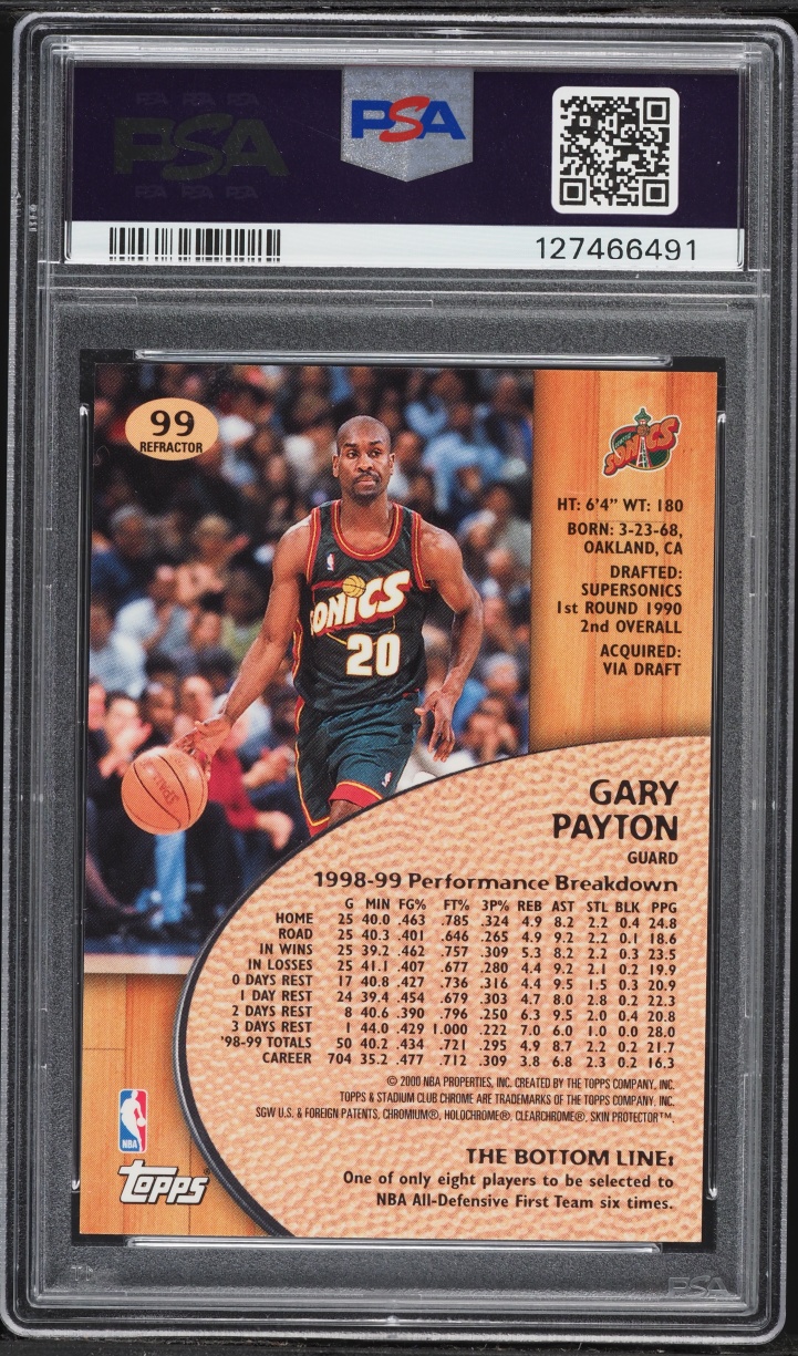 1999 Stadium Club Chrome Refractor Gary Payton #99 PSA 10 GEM MINT