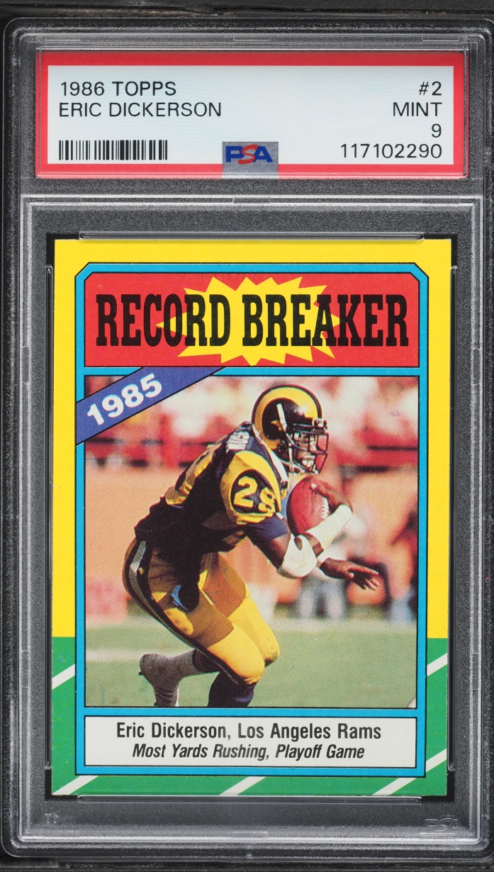 1986 Topps Football Eric Dickerson RECORD BREAKER #2 PSA 9 MINT