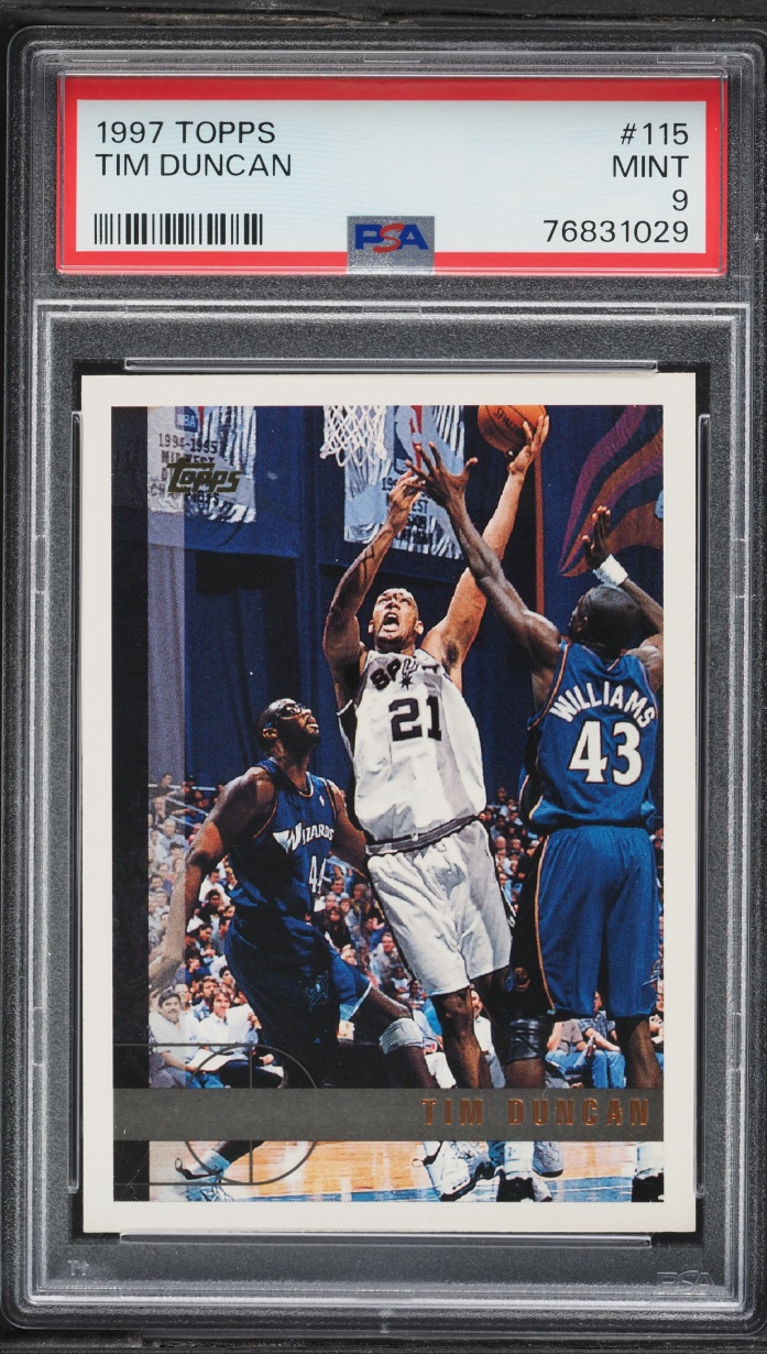 1997 Topps Basketball Tim Duncan ROOKIE #115 PSA 9 MINT