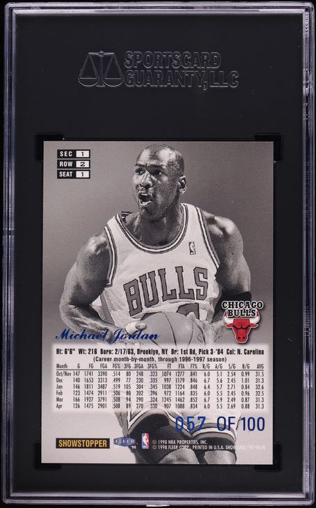 1997 Flair Showcase Legacy Collection Row 2 Michael Jordan /100 #1 SGC 9 MINT