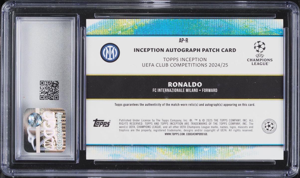 2024 Topps Inception UEFA CC Gold Ronaldo PATCH AUTO 1/1 #AP-R CGC 10 GEM MINT
