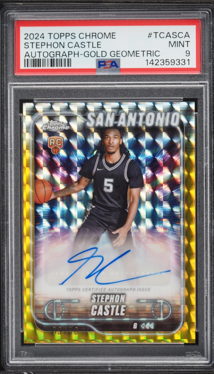 2024 Topps Chrome Gold Geometric Stephon Castle ROOKIE AUTO /50 PSA 9 MINT