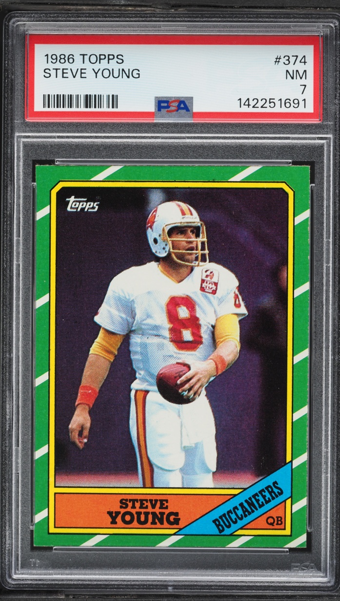 1986 Topps Football Steve Young ROOKIE #374 PSA 7 NRMT
