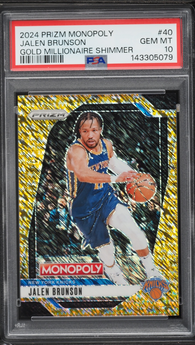 2024 Panini Prizm Monopoly Gold Millionaire Shimmer Jalen Brunson /500 #40 PSA 10 GEM MINT