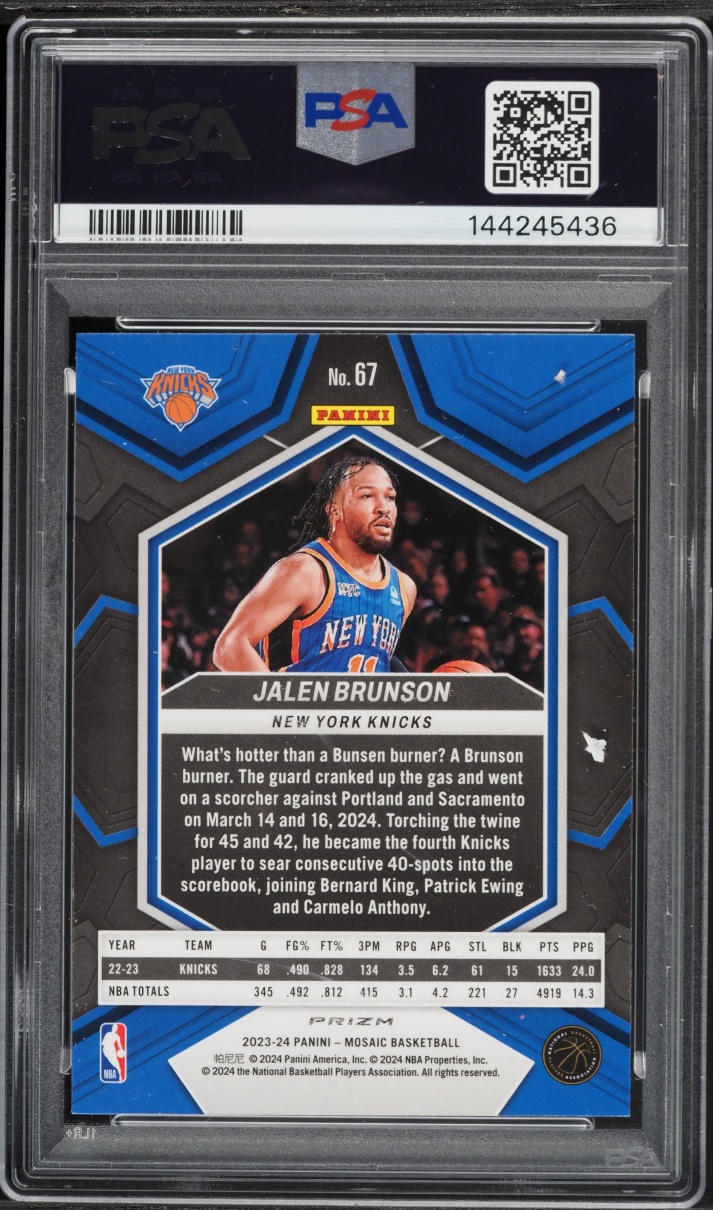 2023 Panini Mosaic Genesis Jalen Brunson #67 PSA 10 GEM MINT