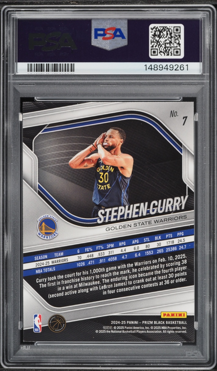 2024 Panini Prizm Black Stephen Curry #7 PSA 9 MINT