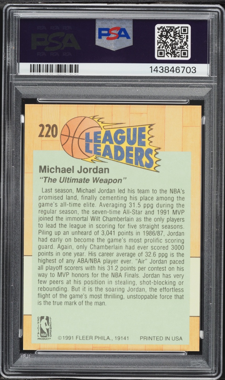 1991 Fleer Basketball Michael Jordan #220 PSA 8 NM-MT