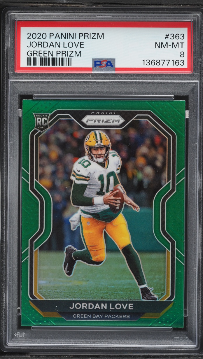 2020 Panini Prizm Green Jordan Love ROOKIE #363 PSA 8 NM-MT