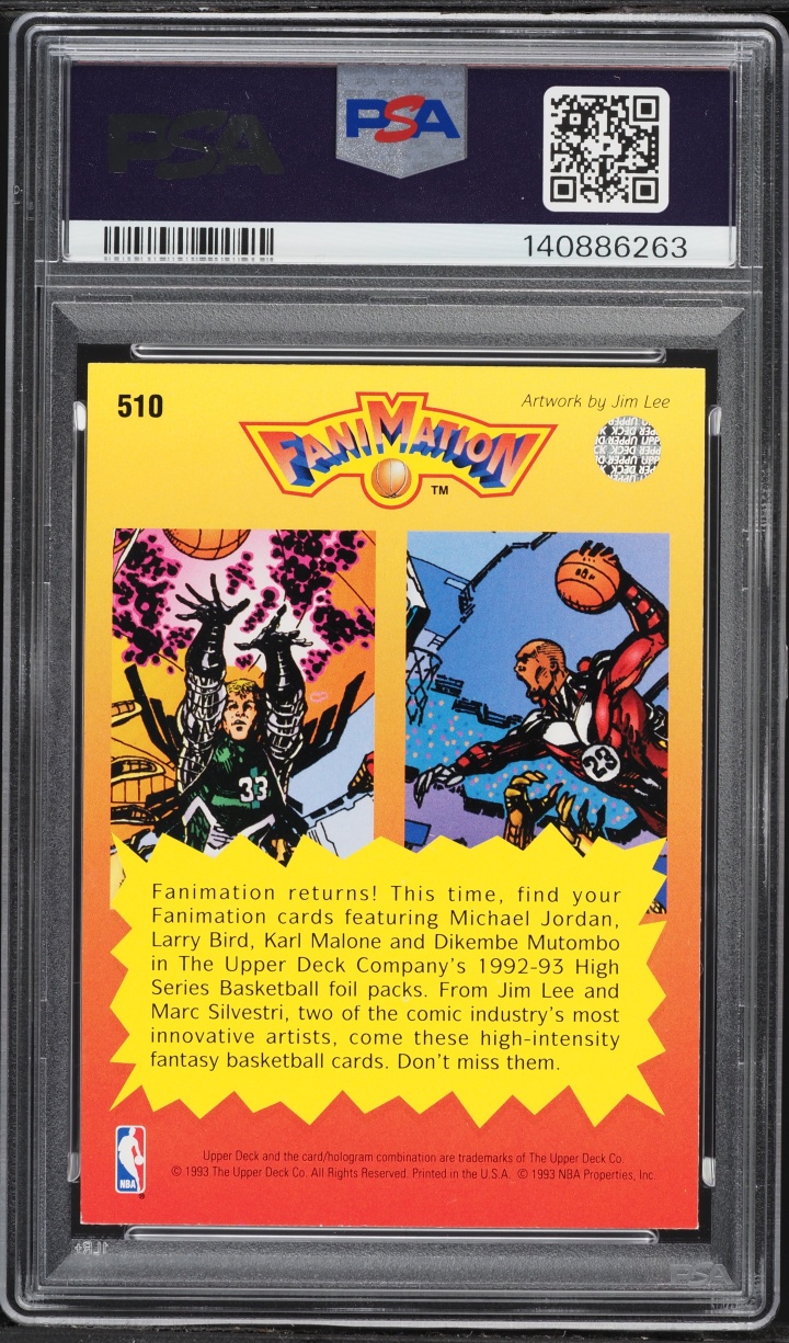 1992 Upper Deck Fanimation Larry Bird & Michael Jordan #510 PSA 7 NRMT