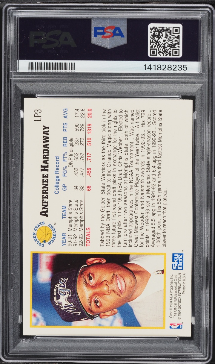 1993 Hoops Draft Redemption Anfernee Hardaway ROOKIE #LP3 PSA 9 MINT