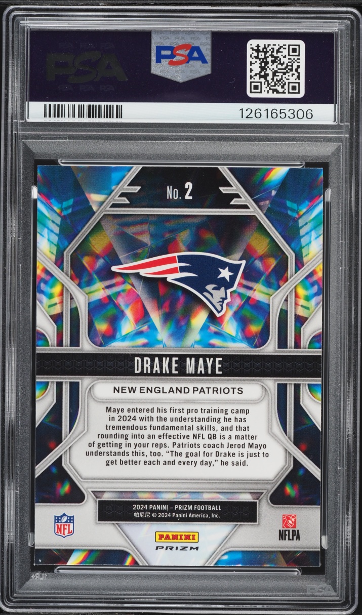 2024 Panini Prizm Prizmatic Green Drake Maye ROOKIE #2 PSA 9 MINT