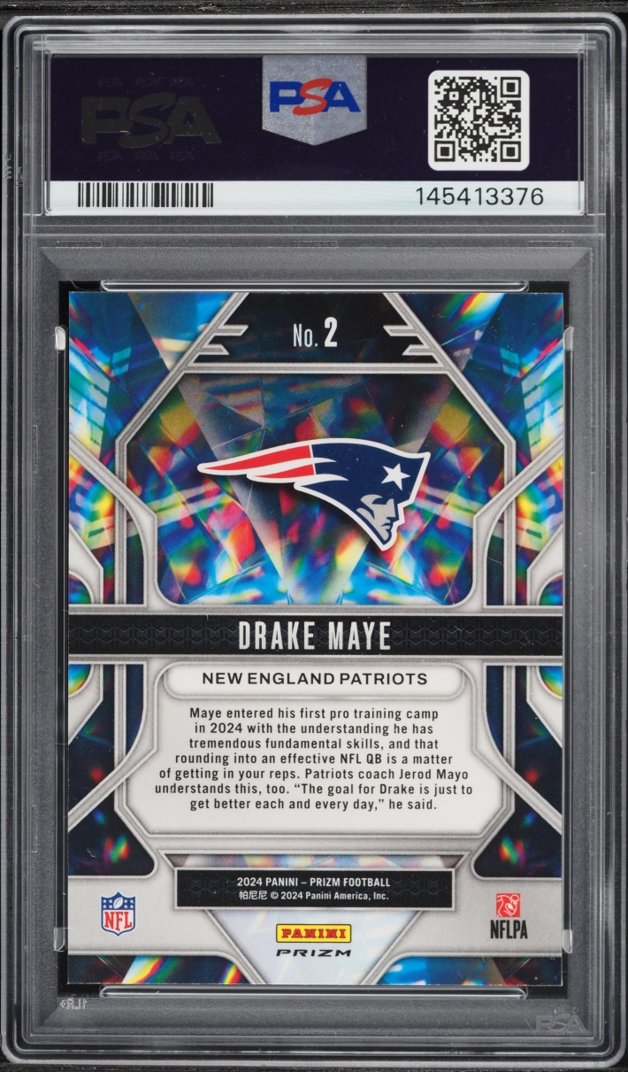2024 Panini Prizm Prizmatic Green Ice Drake Maye ROOKIE #2 PSA 9 MINT