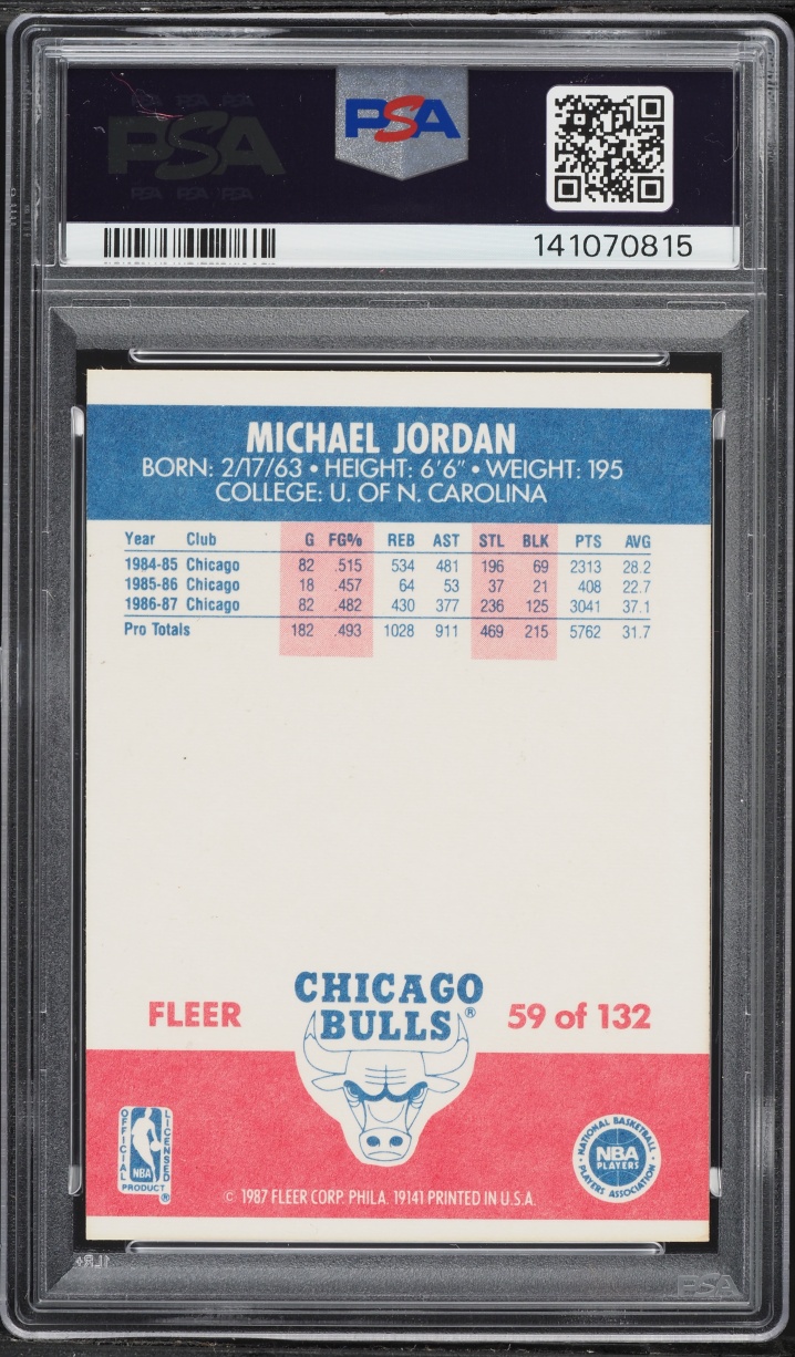 1987 Fleer Basketball Michael Jordan #59 PSA 7 NRMT