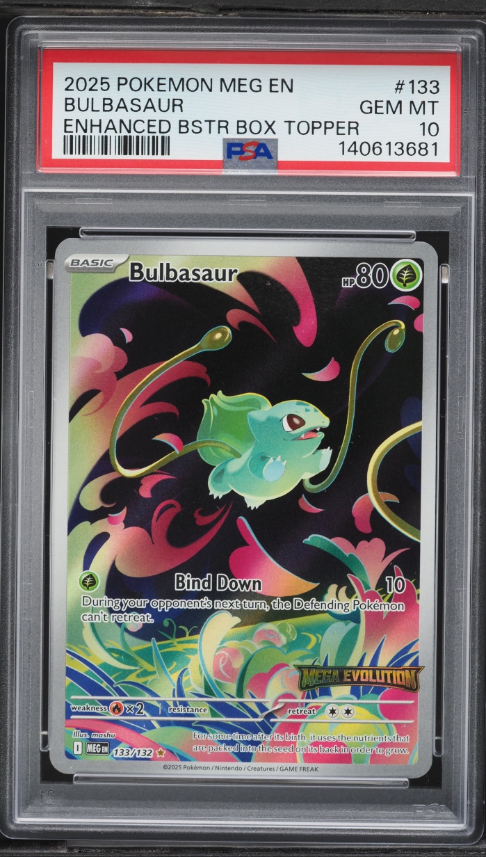 2025 Pokemon Mega Evolution Enhanced Booster Box Topper IR Bulbasaur #133 PSA 10 GEM MINT