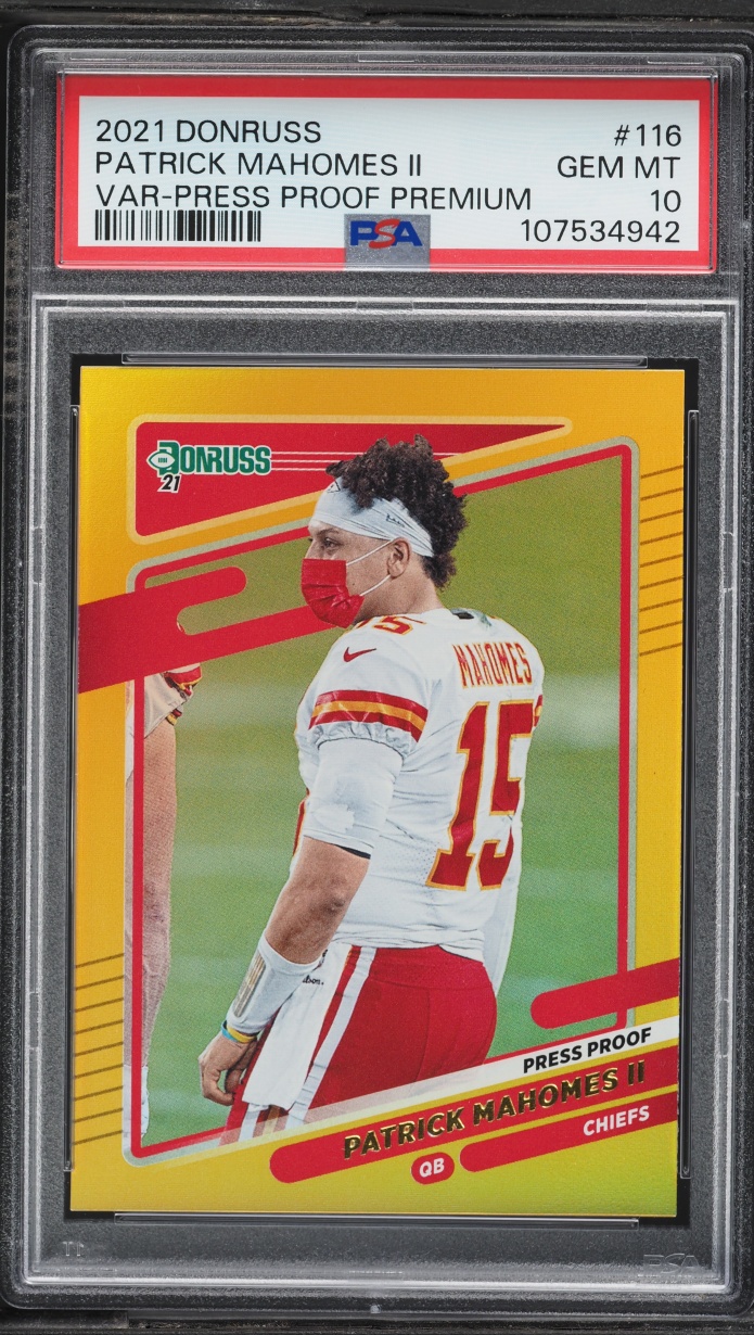 2021 Donruss Variation Press Proof Premium Patrick Mahomes II #116 PSA 10 GEM MINT