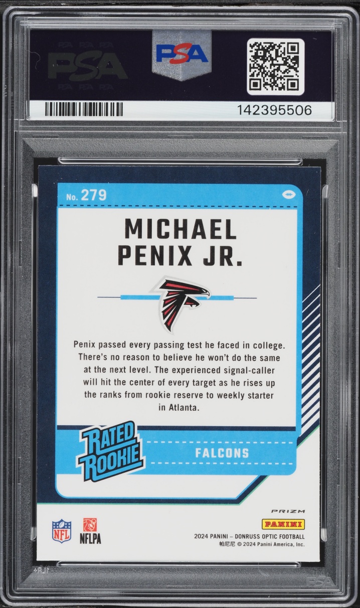 2024 Donruss Optic Green Hyper Prizm Michael Penix Jr. ROOKIE #279 PSA 9 MINT