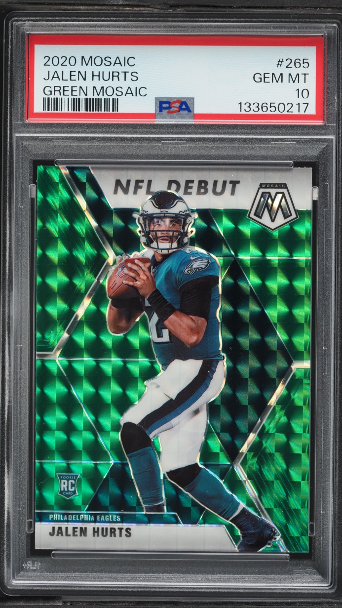 2020 Panini Mosaic Green Prizm Jalen Hurts ROOKIE #265 PSA 10 GEM MINT