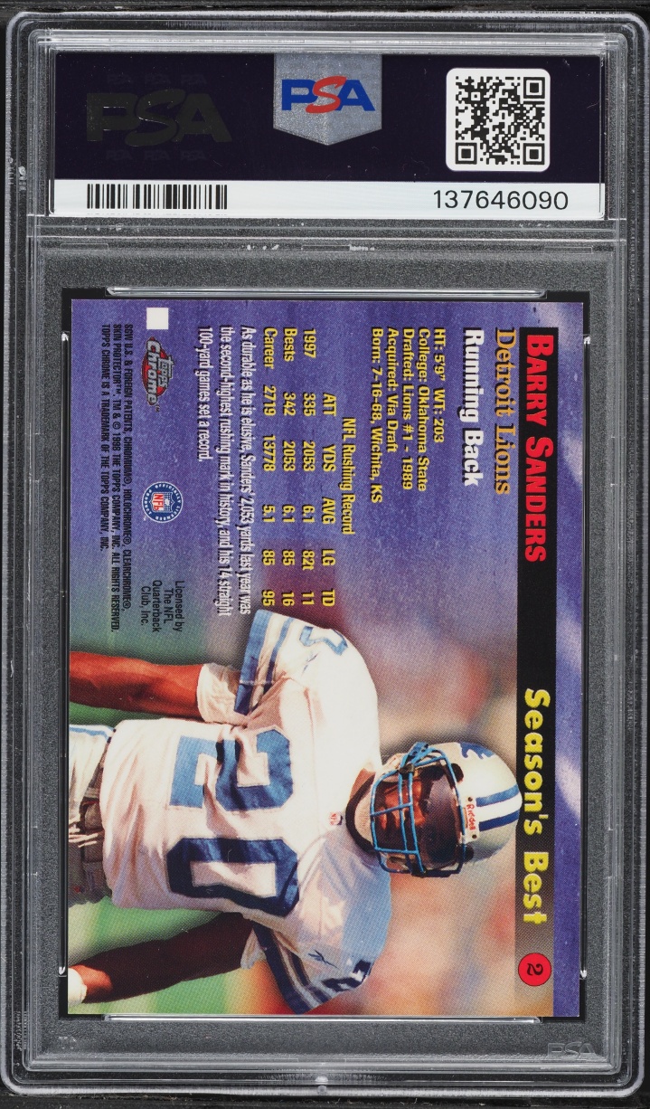 1998 Topps Chrome Season's Best Barry Sanders #2 PSA 10 GEM MINT