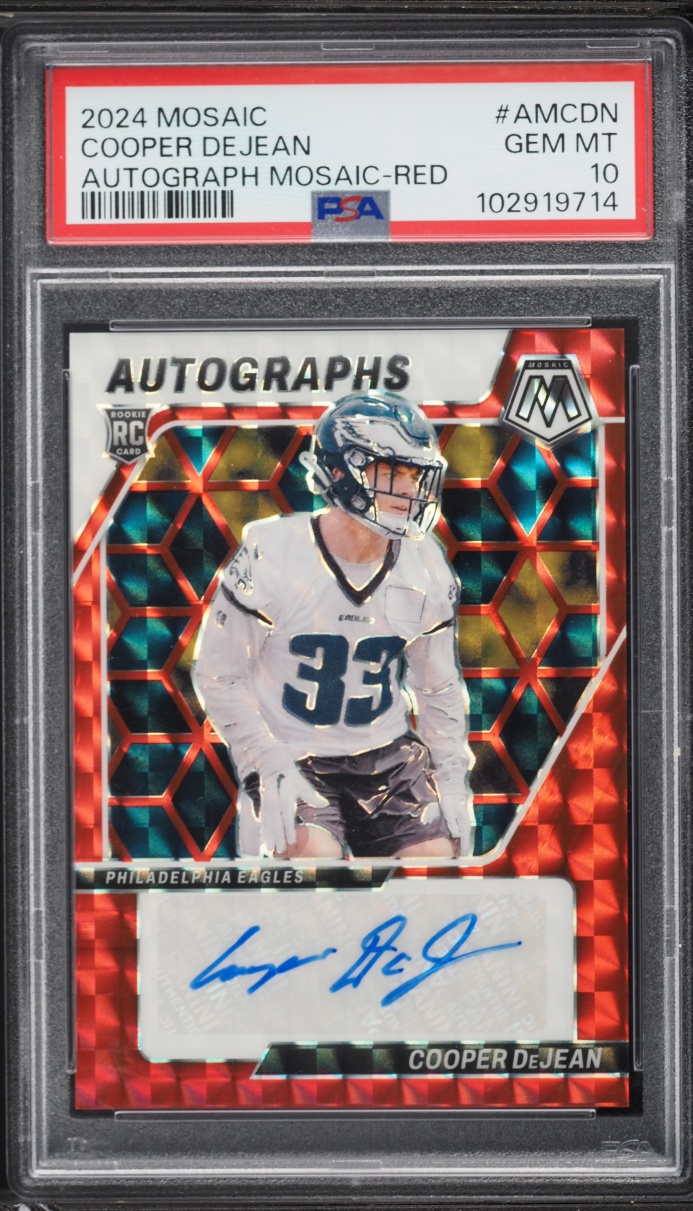 2024 Panini Mosaic Red Cooper DeJean ROOKIE AUTO /199 #AM-CDN PSA 10 GEM MINT
