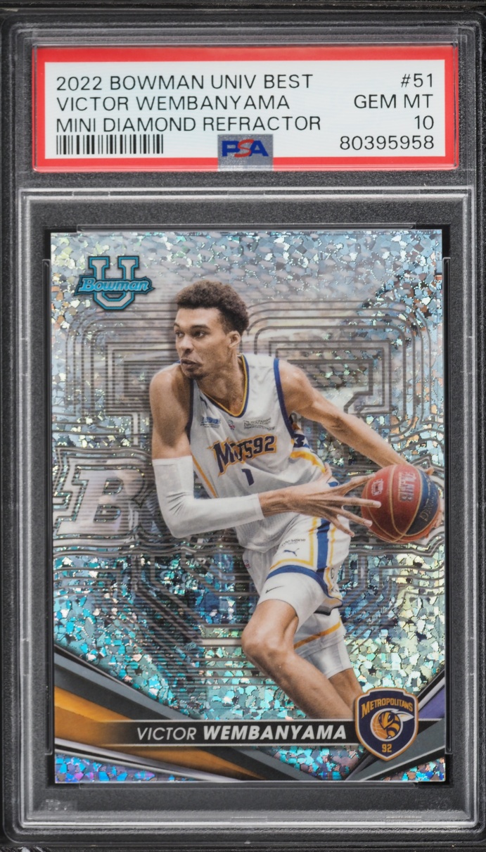 2022 Bowman Chrome Un Best Mini Diamond Refractor Victor Wembanyama ROOKIE /299 #51 PSA 10 GEM