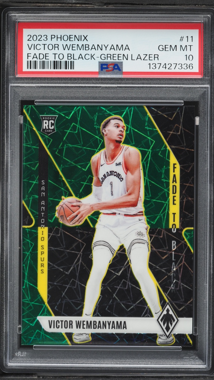 2023 Panini Phoenix Fade To Black Green Lazer Victor Wembanyama ROOKIE /175 PSA 10 GEM MINT