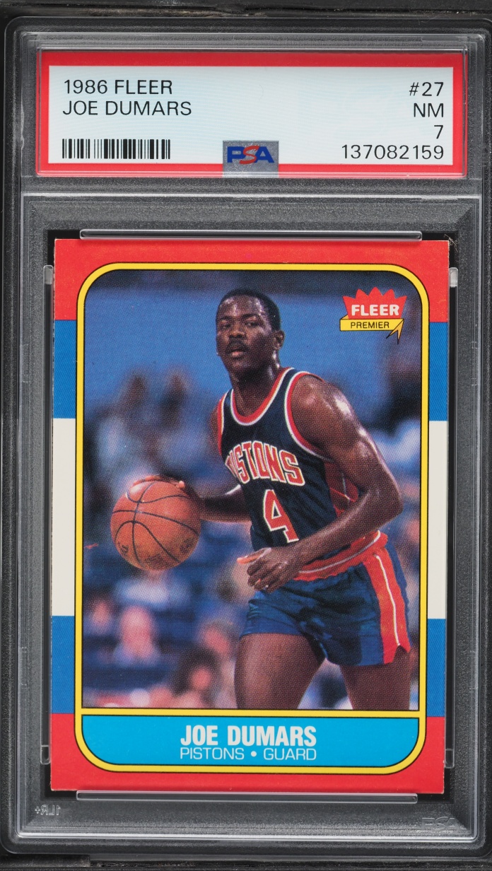 1986 Fleer Basketball Joe Dumars ROOKIE #27 PSA 7 NRMT